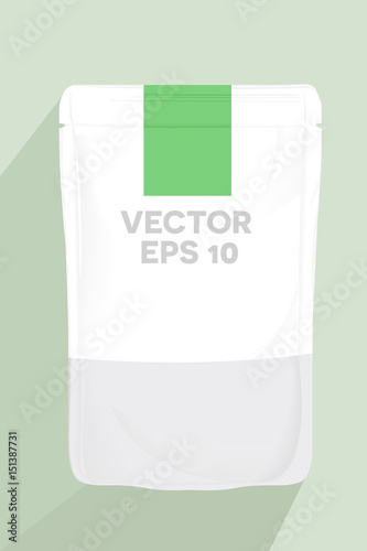Blank food snack stand up flexible pouch snack sachet, Mockup product packaging template, illustrator vector background