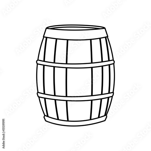 wine barrel wooden conatiner line image vector illustration