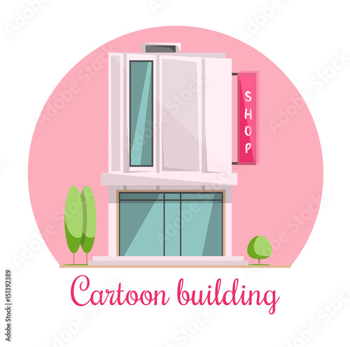 Cartoon building shop , store, beauty cartoon illustration