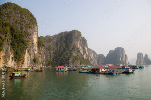 A floating village at Ha Long Bay, Vietnam © jptinoco