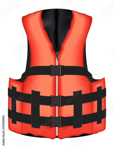 A real orange life vest jacket vector on a white background