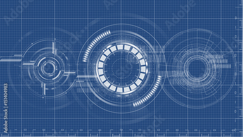 Technological blueprint technical drawing background vector photo