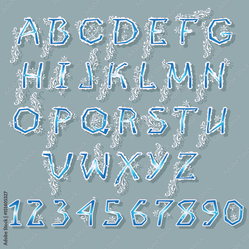 Ice Blue and White Alphabet Ice Blue and White Alphabet