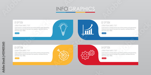 Modern Info-graphic Template for Business with four steps multi-Color design, labels design, Vector info-graphic element, Flat style vector illustration.