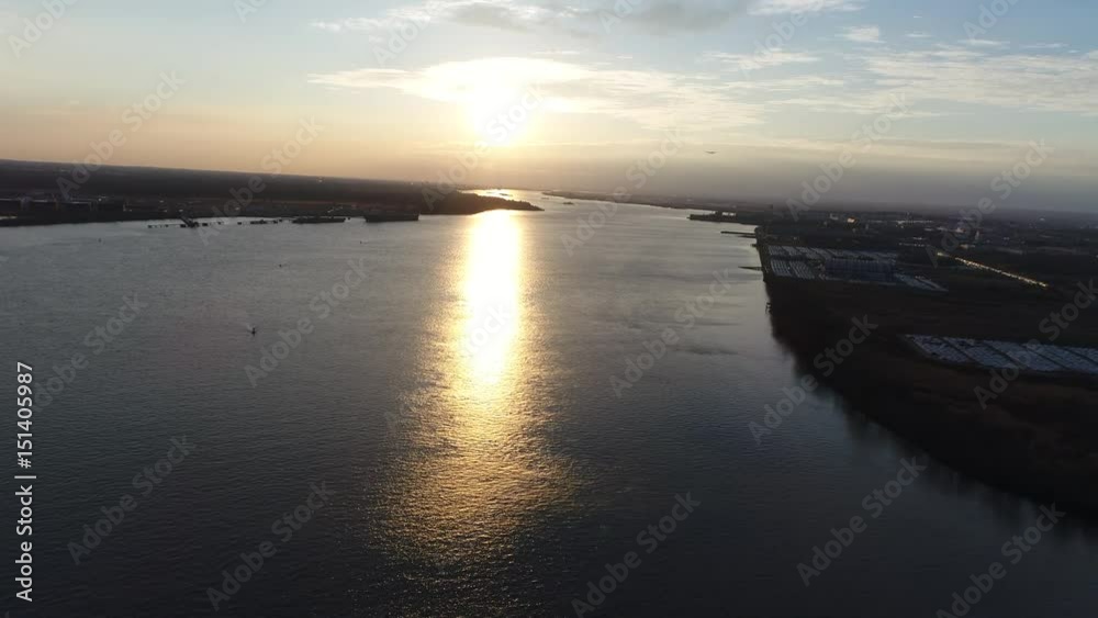 Aerial View of Sunset over Water Aerial View of Sunset over Water
