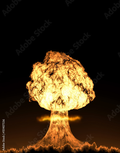 Danger of nuclear war illustration with multiple explosions