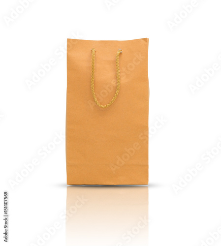 Brown paper bag on white background