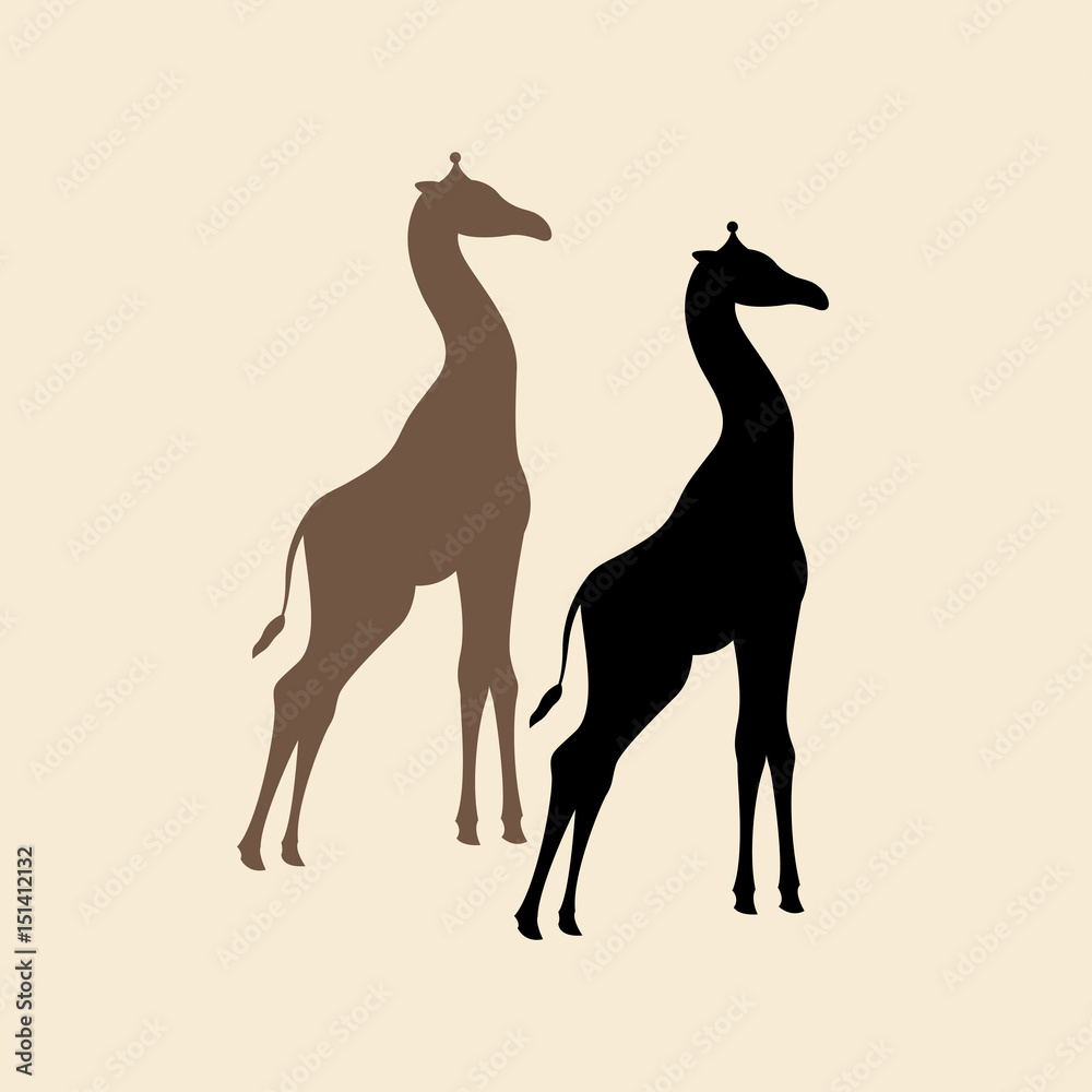 Obraz premium Giraffe vector illustration style Flat silhouette