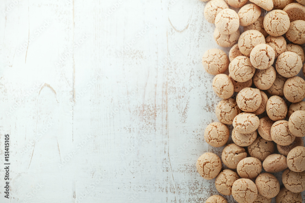 Amaretti on wooden background Amaretti on wooden background