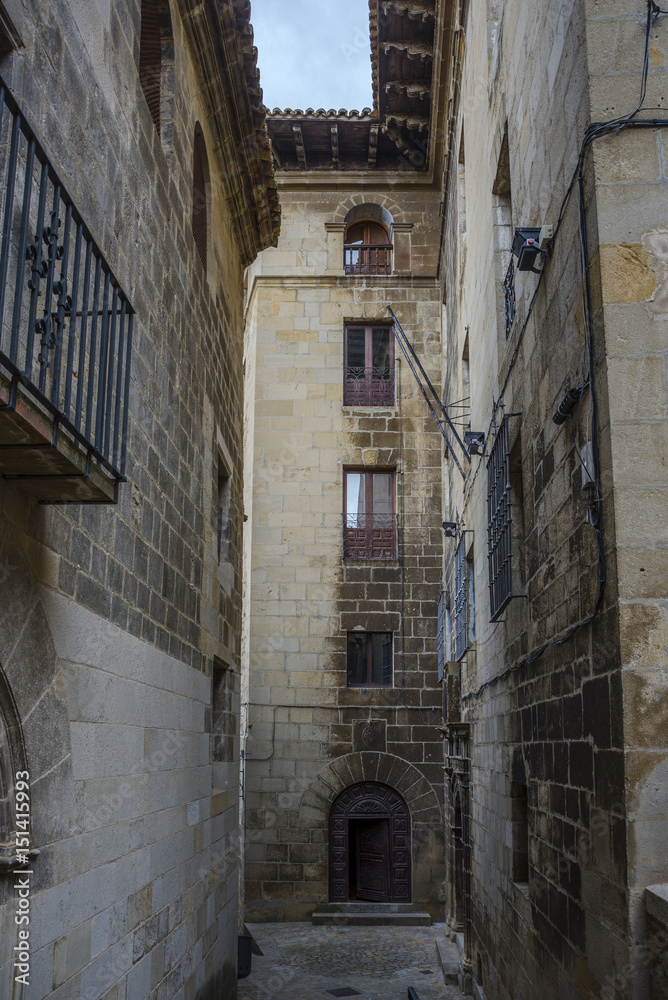 Traditional architecture in Sos del Rey Catolico. It is a historic town and municipality in the province of Zaragoza, Aragon, eastern Spain. 
