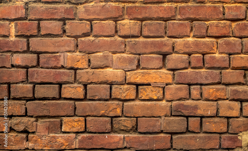 Vintage weathered red brick wall for background content