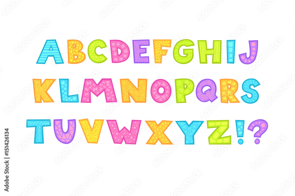 Cute bright childish alphabet 