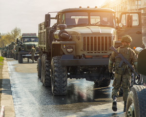 Fotobehang Voertuigen Militair materieel klaar voor parade  © fedorovekb
