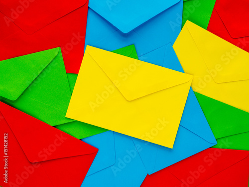 colorful cover letter background. Multi colored envelopes and letters as a background