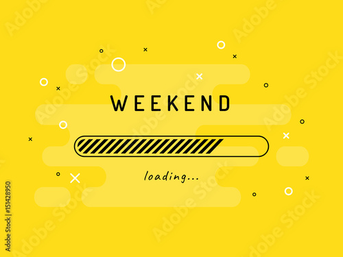 Weekend loading - vector illustration. Yellow background. photo
