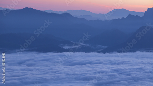Thailand mountain in sunrise time countryside. © rnophoto