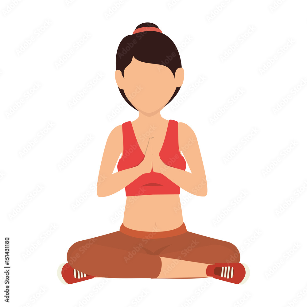 woman practicing yoga icon vector illustration design