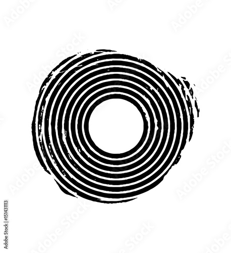 Black grunge concentric circle. Vector design element