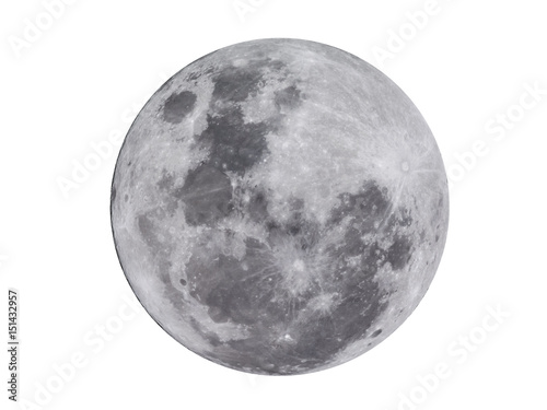 Super full moon on white background