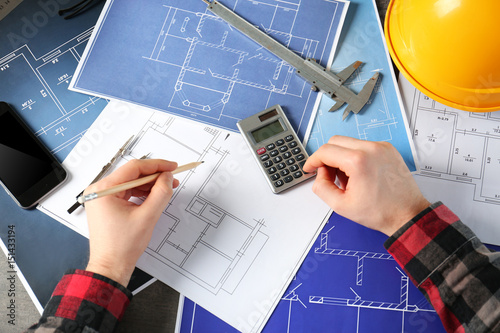 Male engineer hands working...