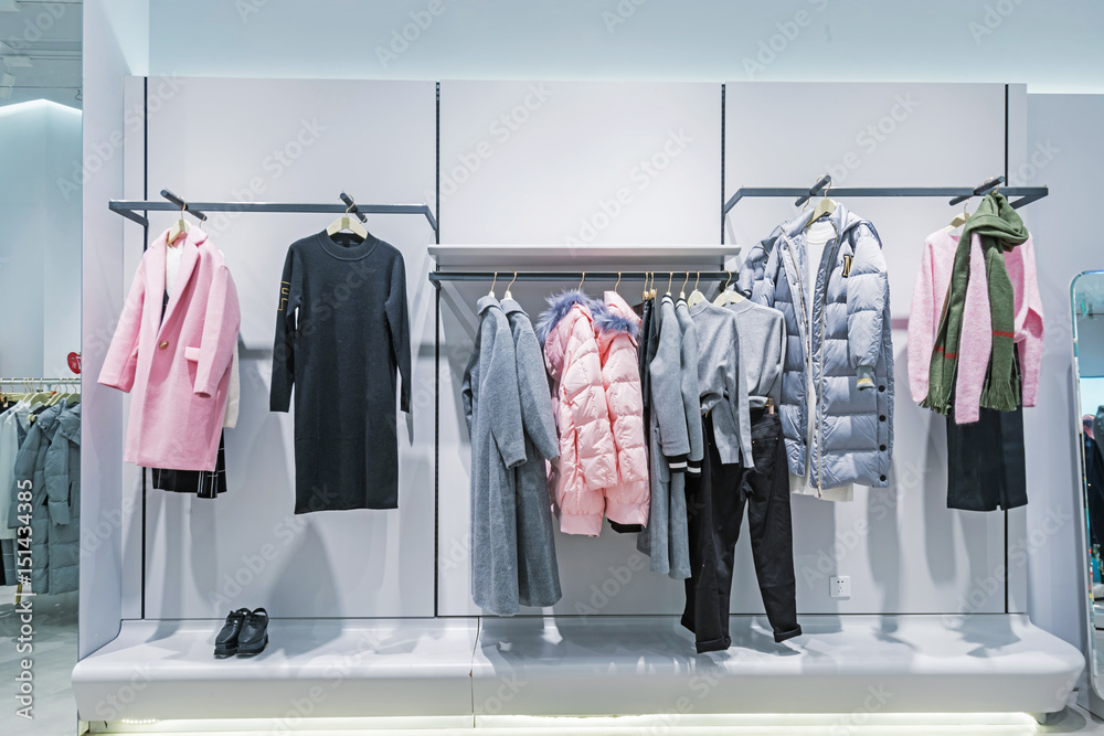 Indoor shopping, fashion women's clothes Indoor shopping, fashion women's clothes