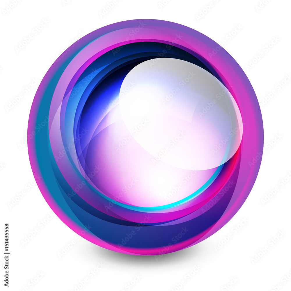 Glass sphere, futuristic abstract element Glass sphere, futuristic abstract element