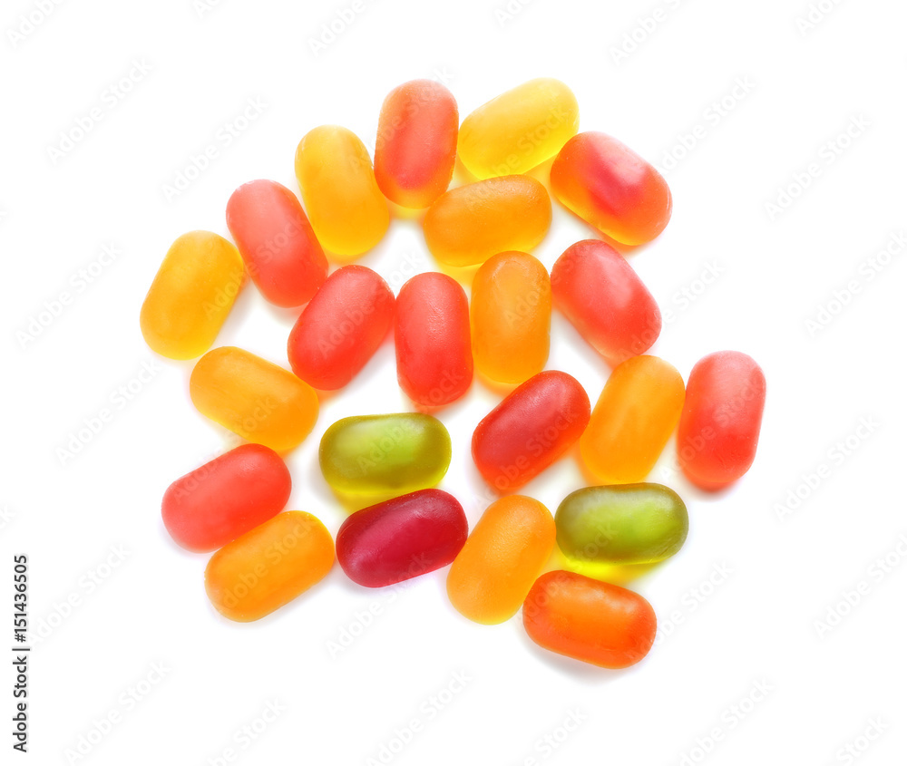 Tasty jelly candies on white background Tasty jelly candies on white background