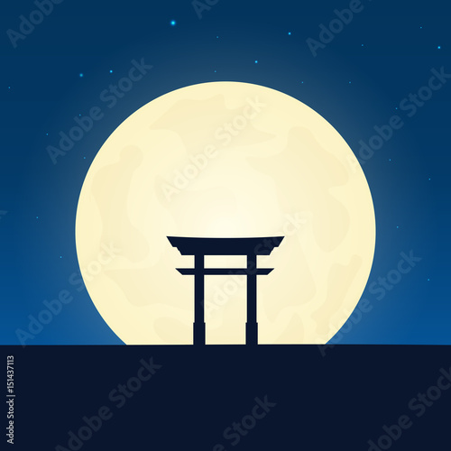 Canvas Print Japan silhouette of attraction