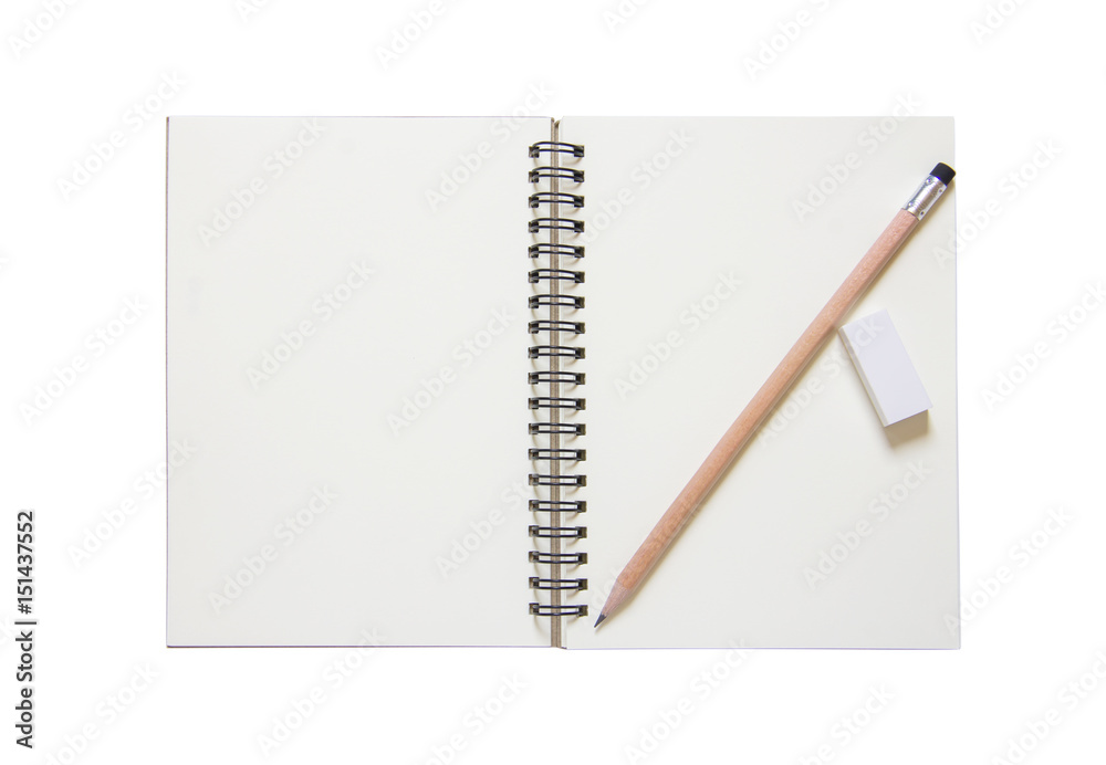 Book with pencil isolated white background Book with pencil isolated white background