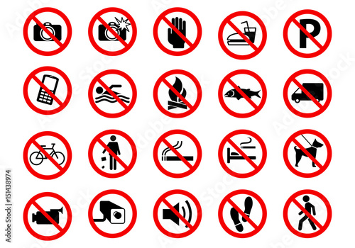 Set of prohibition icons