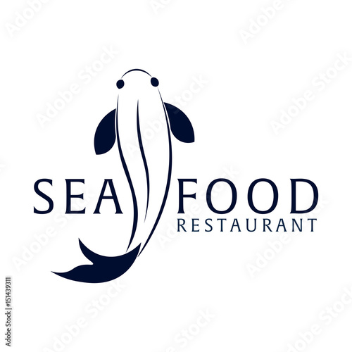 Sea food restaurant and fish. Vector logo.