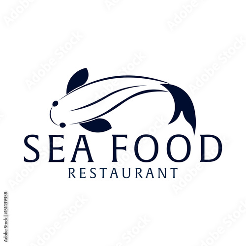 Sea food restaurant and fish. Vector logo.