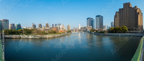 Panorama of Skyline by Suzhou River in Shanghai City © SN