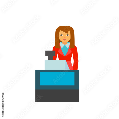Woman cashier icon