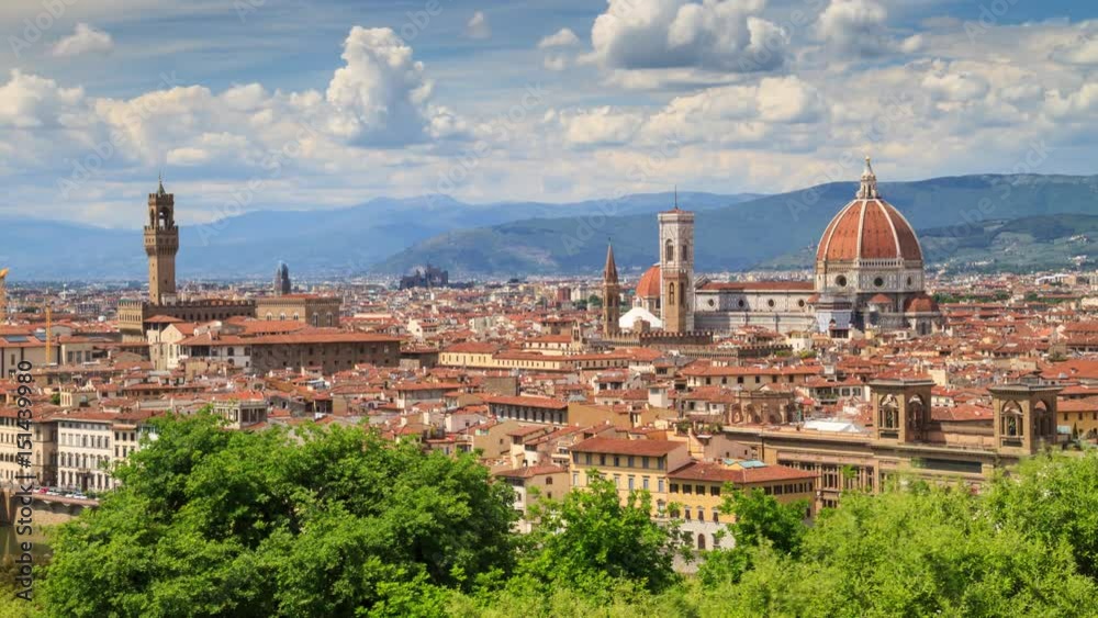 Time-lapse: panoramic view of Florence from Piazzale Michelangelo, Tuscany, Italy, Europe