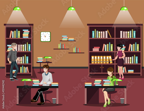 Library interior with people