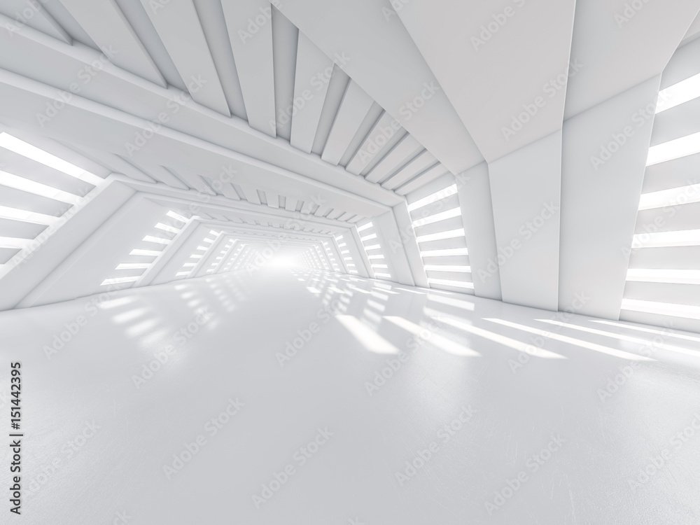 Fototapeta premium Abstract modern architecture background, empty white open space interior. 3D rendering