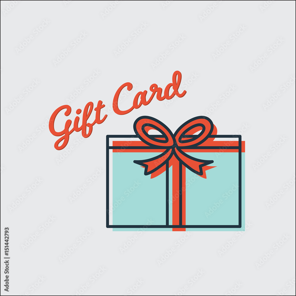Vector image of gift box with text gift card