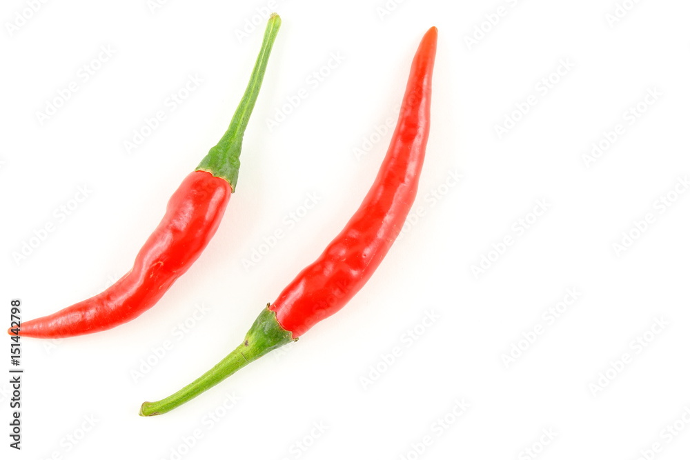 fresh thai chili peppers isolated on a white background food background texture