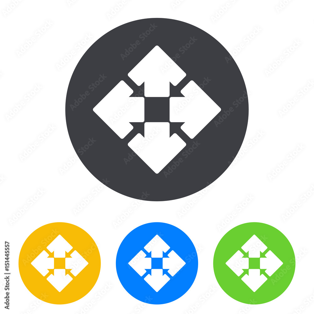 Icono plano cuatro flechas en circulo varios colores