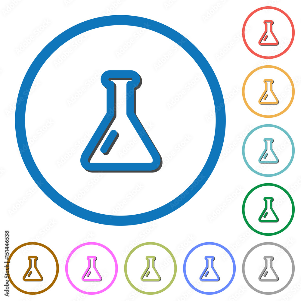 Empty flask icons with shadows and outlines Empty flask icons with shadows and outlines