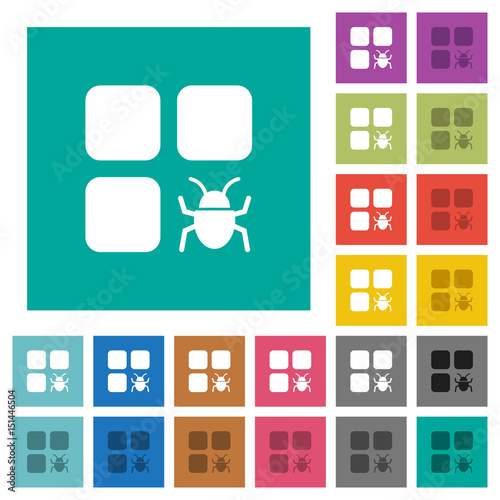 Component bug square flat multi colored icons