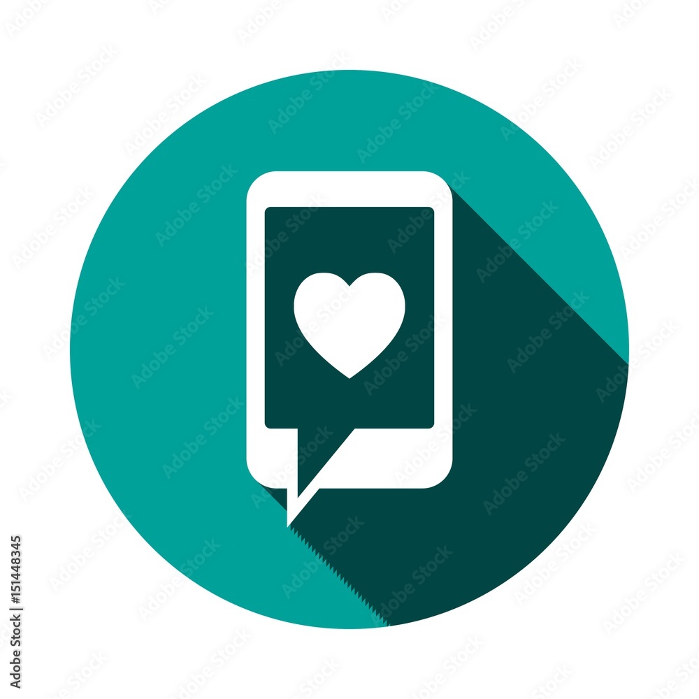 phone with hearts on the screen icon stock vector illustration flat design phone with hearts on the screen icon stock vector illustration flat design