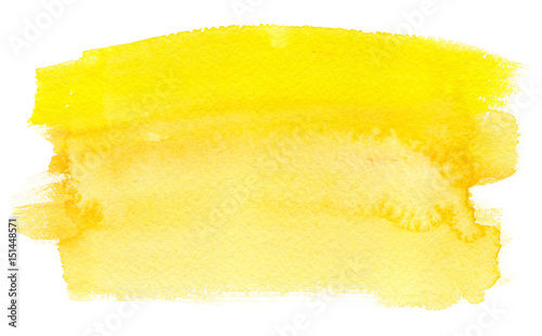 Sunny yellow gradient painted in watercolor on clean white background photo
