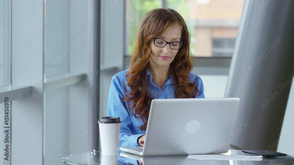 Young businesswoman working on laptop computer Young businesswoman working on laptop computer