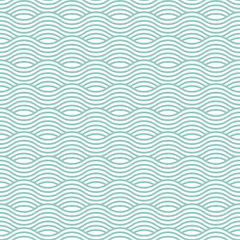 Wandcirkels Zee patronen Blauwe oceaangolven naadloze illustratie  © stas111