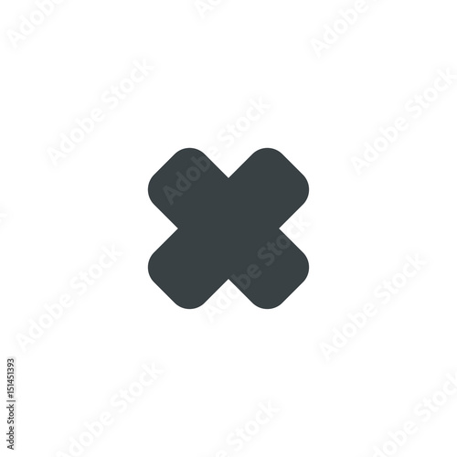Cross icon in black on a white background. Vector illustration