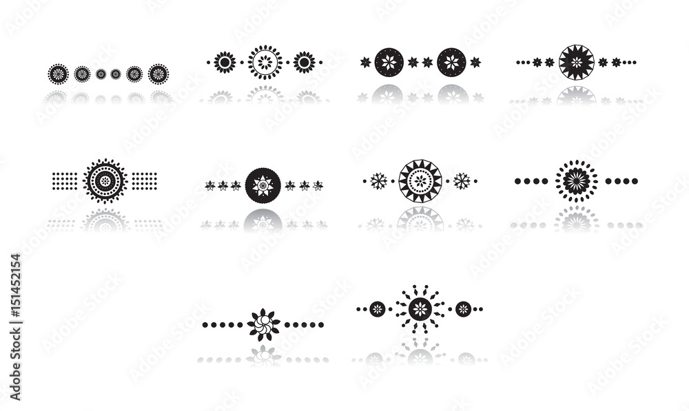 Vector icons of various floral patterns