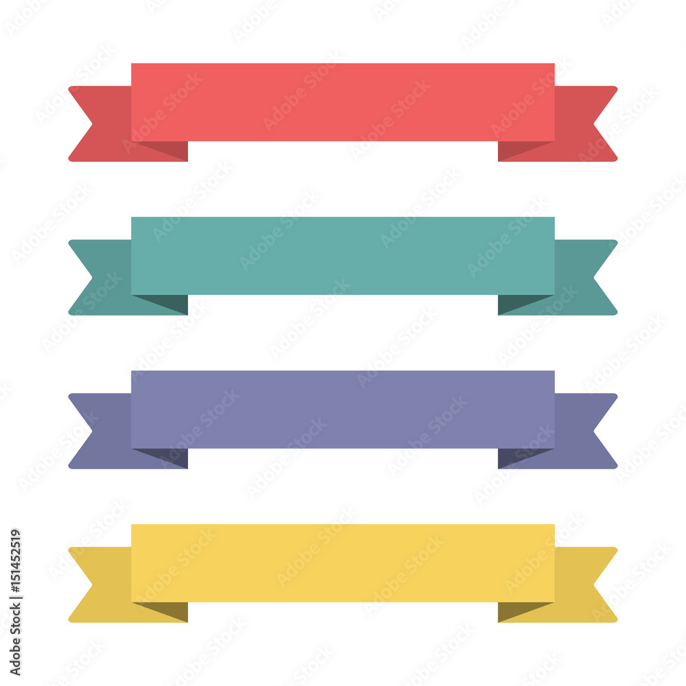 Flat ribbons banners. Ribbons in flat design. Vector set of colorful ribbons Flat ribbons banners. Ribbons in flat design. Vector set of colorful ribbons