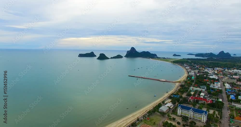 aerial view of prachuap khiri khan harbor southern of thailand aerial view of prachuap khiri khan harbor southern of thailand